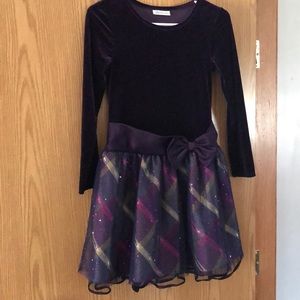 Purple and plaid velvet dress
